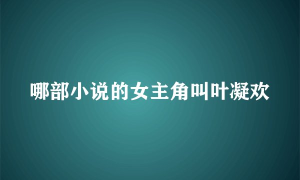 哪部小说的女主角叫叶凝欢