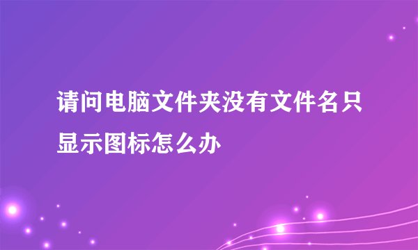 请问电脑文件夹没有文件名只显示图标怎么办