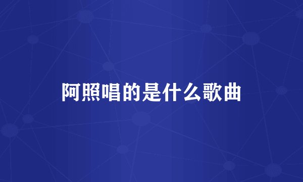 阿照唱的是什么歌曲