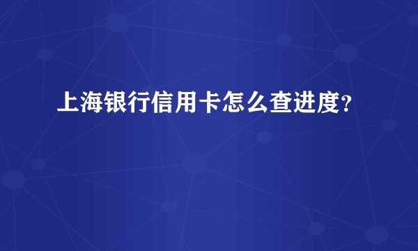 上海银行信用卡怎么查进度？