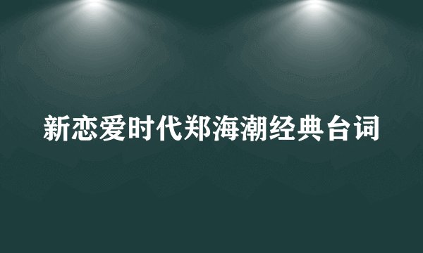 新恋爱时代郑海潮经典台词