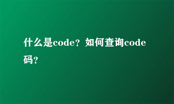 什么是code？如何查询code码？