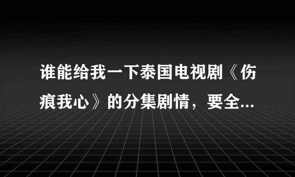 谁能给我一下泰国电视剧《伤痕我心》的分集剧情，要全的！越详细越好！谢谢了！