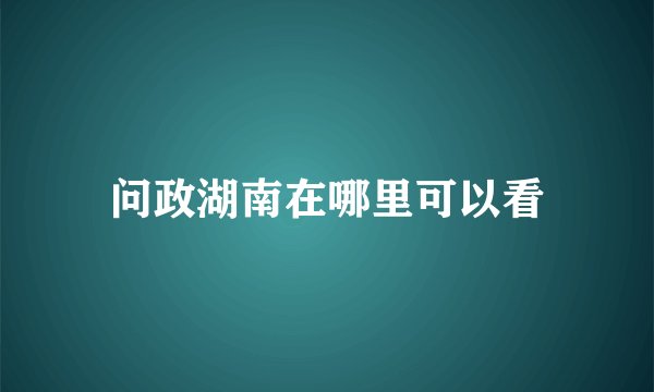 问政湖南在哪里可以看