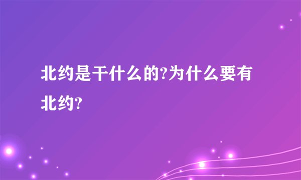 北约是干什么的?为什么要有北约?