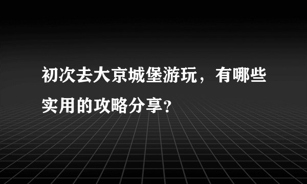 初次去大京城堡游玩，有哪些实用的攻略分享？
