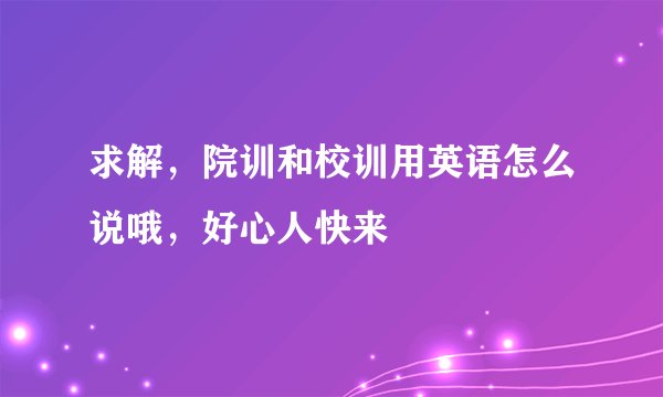 求解，院训和校训用英语怎么说哦，好心人快来