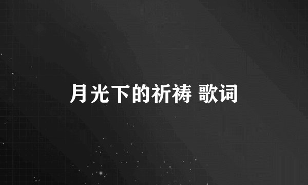 月光下的祈祷 歌词