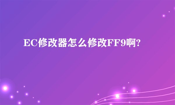 EC修改器怎么修改FF9啊?