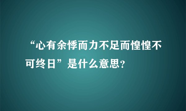 “心有余悸而力不足而惶惶不可终日”是什么意思？