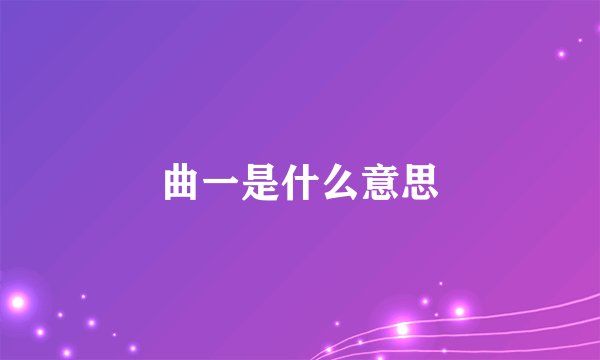 曲一是什么意思
