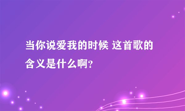 当你说爱我的时候 这首歌的含义是什么啊？