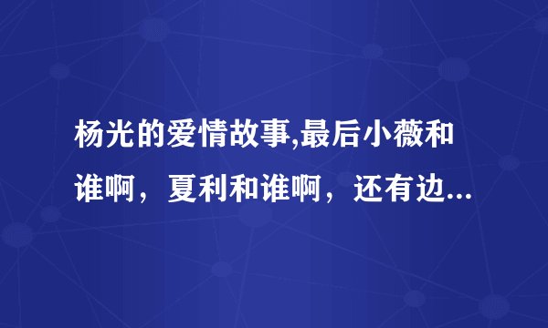 杨光的爱情故事,最后小薇和谁啊，夏利和谁啊，还有边萍呢 都告诉我