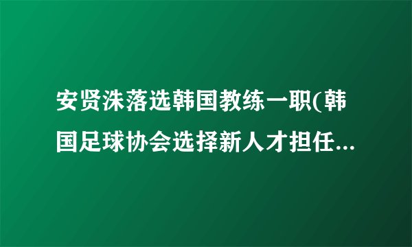 安贤洙落选韩国教练一职(韩国足球协会选择新人才担任国家队主帅)
