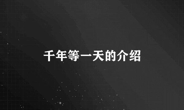 千年等一天的介绍