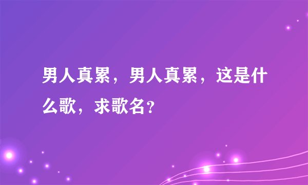 男人真累，男人真累，这是什么歌，求歌名？