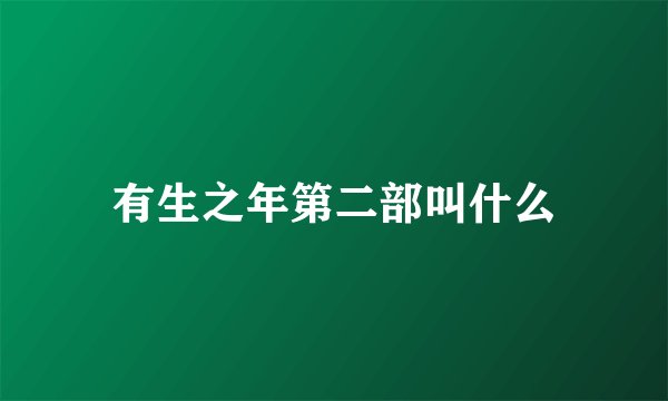 有生之年第二部叫什么