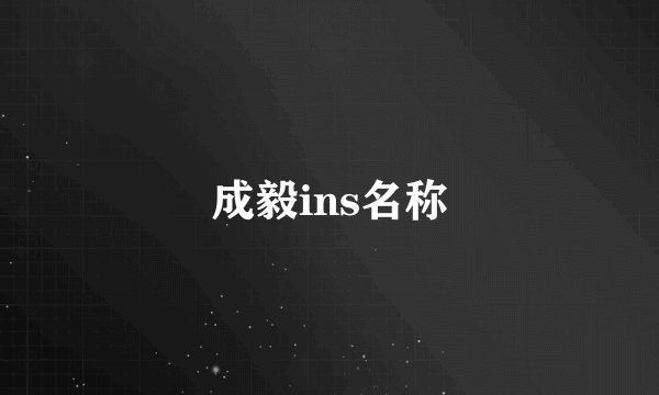成毅ins名称
