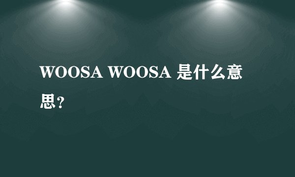 WOOSA WOOSA 是什么意思？