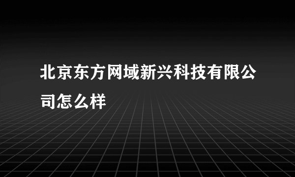 北京东方网域新兴科技有限公司怎么样