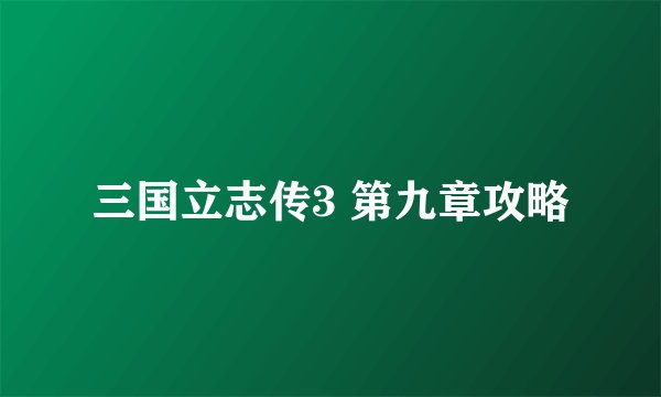 三国立志传3 第九章攻略