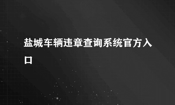 盐城车辆违章查询系统官方入口