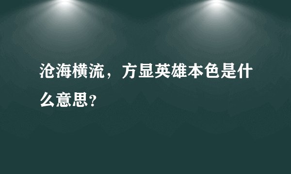 沧海横流，方显英雄本色是什么意思？