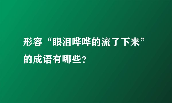 形容“眼泪哗哗的流了下来”的成语有哪些？
