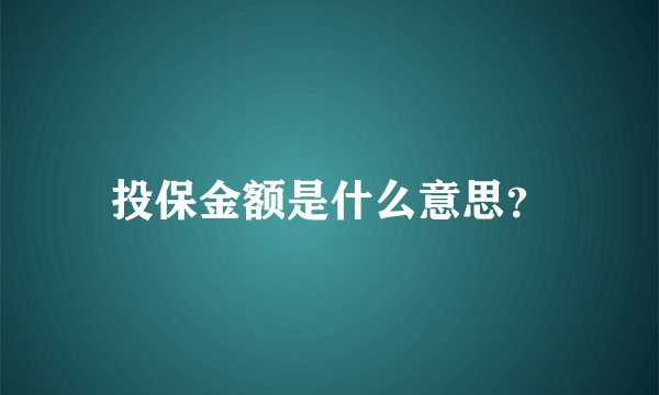 投保金额是什么意思？