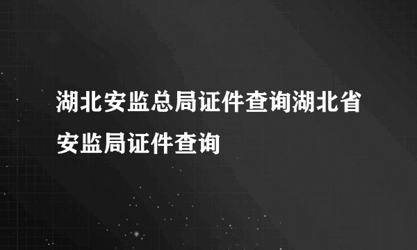 湖北安监总局证件查询湖北省安监局证件查询