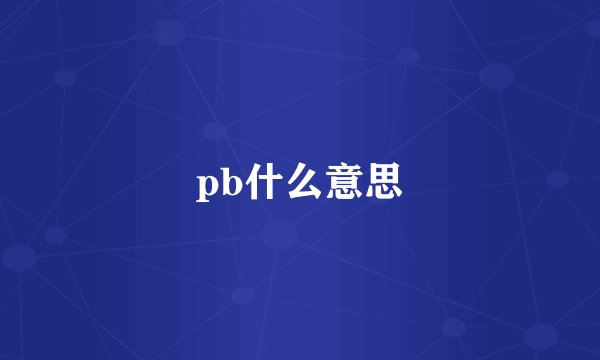 pb什么意思