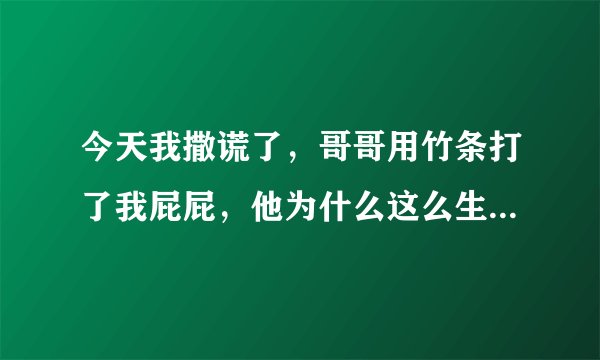 今天我撒谎了，哥哥用竹条打了我屁屁，他为什么这么生气，这么狠心