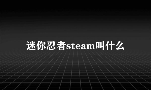 迷你忍者steam叫什么