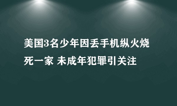 美国3名少年因丢手机纵火烧死一家 未成年犯罪引关注