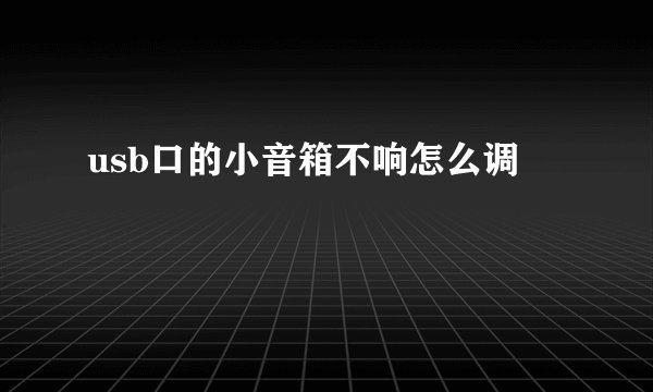 usb口的小音箱不响怎么调