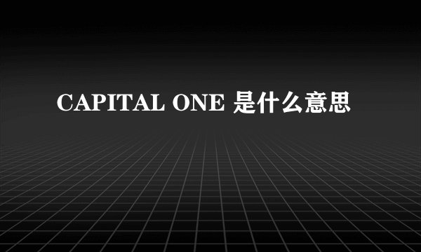 CAPITAL ONE 是什么意思