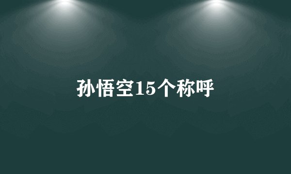 孙悟空15个称呼