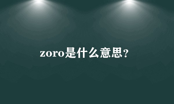 zoro是什么意思？