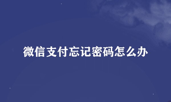 微信支付忘记密码怎么办