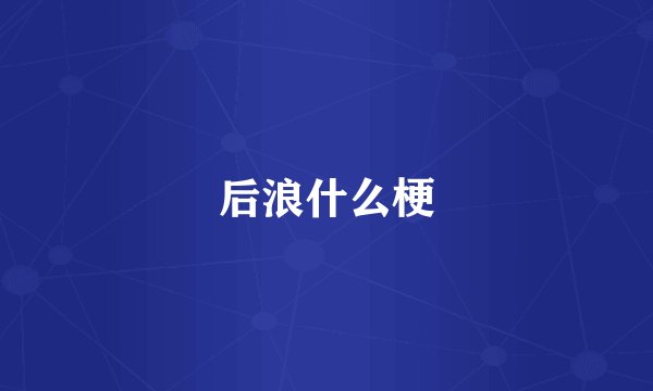 后浪什么梗