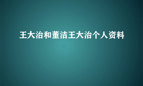 王大治和董洁王大治个人资料