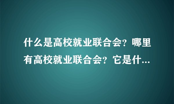 什么是高校就业联合会？哪里有高校就业联合会？它是什么样的啊？