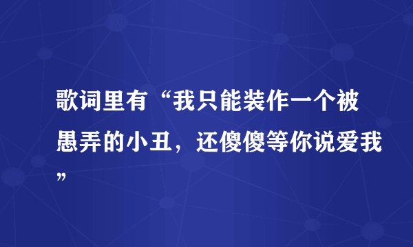 歌词里有“我只能装作一个被愚弄的小丑，还傻傻等你说爱我”