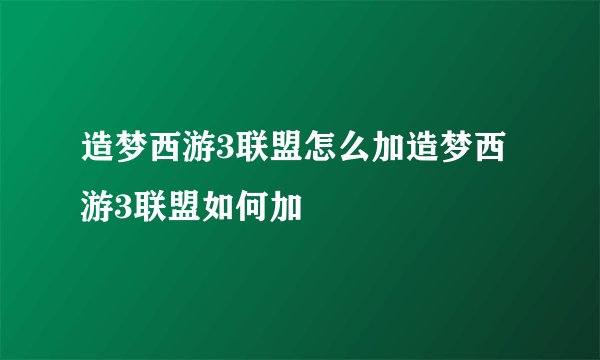 造梦西游3联盟怎么加造梦西游3联盟如何加