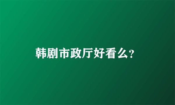 韩剧市政厅好看么？