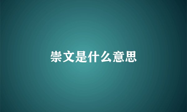 崇文是什么意思
