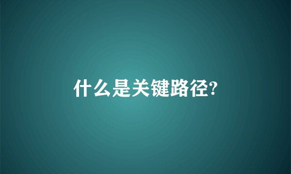 什么是关键路径?