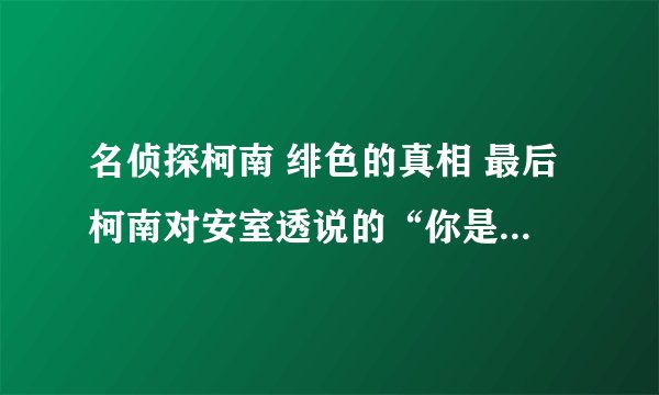 名侦探柯南 绯色的真相 最后柯南对安室透说的“你是个骗子” 什么意思？
