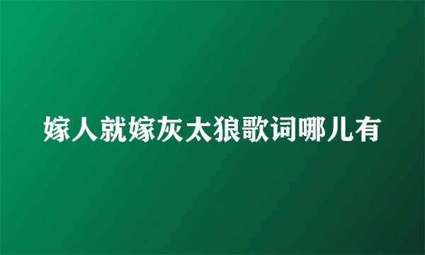 嫁人就嫁灰太狼歌词哪儿有