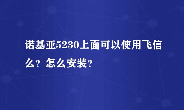 诺基亚5230上面可以使用飞信么？怎么安装？